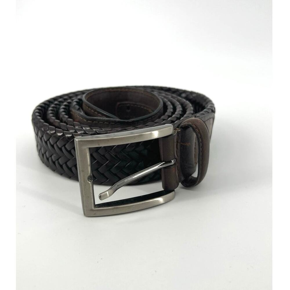 Handcrafted Genuine Leather Braided Belt Men's Size 50/52 Dark Brown